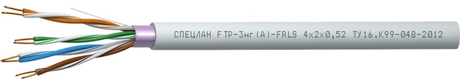 СПЕЦЛАН FTP-3нг(А)-FRLS 2x2x0,52: Кабель симметричный (витая пара), огнестойкий, c пониженным дымо- и газовыделением