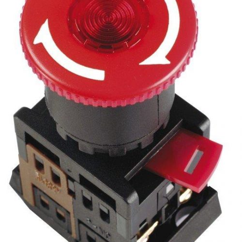 Кнопка ANE22 "Грибок" с фиксацией красный D=22 мм (BBG40-ANE-K04): Кнопка красная с фиксацией с подсветкой