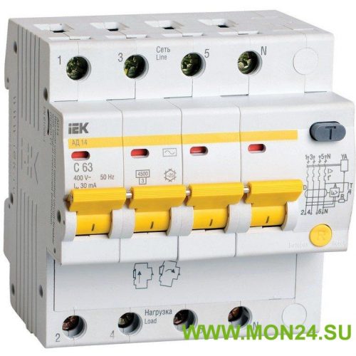 АД14 4Р 63А 30 мА (MAD10-4-063-C-030): Автоматический выключатель дифференциального тока