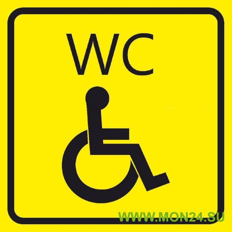 Туалет для инвалидов (200х200 мм): Табличка с пиктограммой