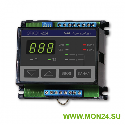 ЭРКОН-224 двухканальное реле времени, цифровая индикация, монтаж на DIN-рельс или на панель