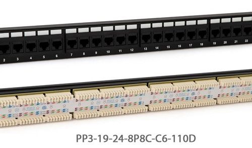 PP3-19-24-8P8C-C6-110D: Патч-панель 19", 1U, 24 порта RJ-45, категория 6