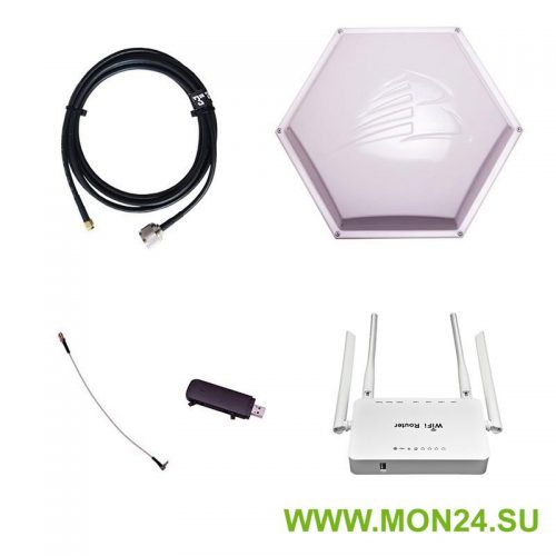 Комплект 3G/4G Дача-Базовая (Роутер WiFi ZBT, модем, кабель 3м, антенна 3G/4G 15 дБ)