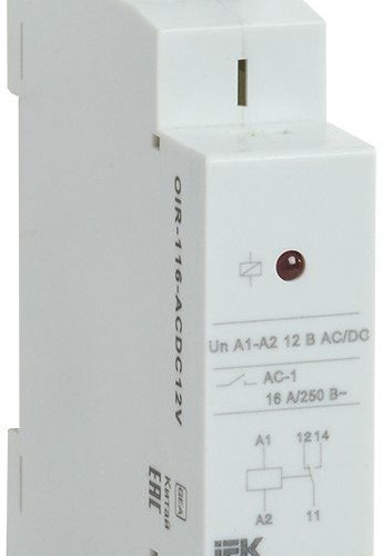 Реле OIR 1 контакт, 16А, 12 В AC/DC (OIR-116-ACDC12V): Реле промежуточное