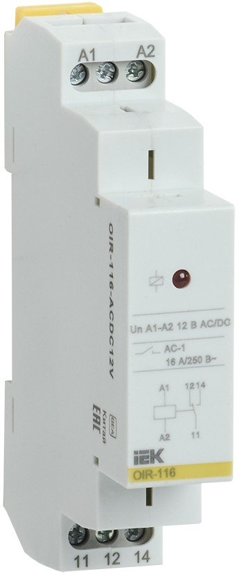 Реле OIR 1 контакт, 16А, 12 В AC/DC (OIR-116-ACDC12V): Реле промежуточное