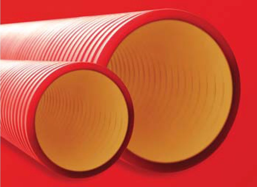 Труба жесткая двустенная D=125, цвет красный (160912): Труба жесткая двустенная для кабельной канализации
