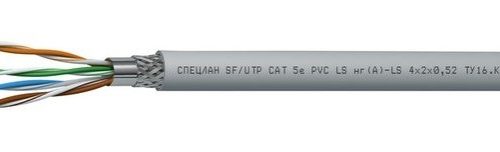 СПЕЦЛАН SF/UTP Cat 5e PVC LSнг(А)-LS 4х2х0,52: Кабель симметричный (витая пара), групповой прокладки, с пониженным дымо- и газовыделением