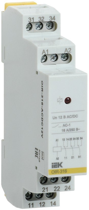 Реле OIR 3 контакта, 16А, 12 В AC/DC (OIR-316-ACDC12V): Реле промежуточное