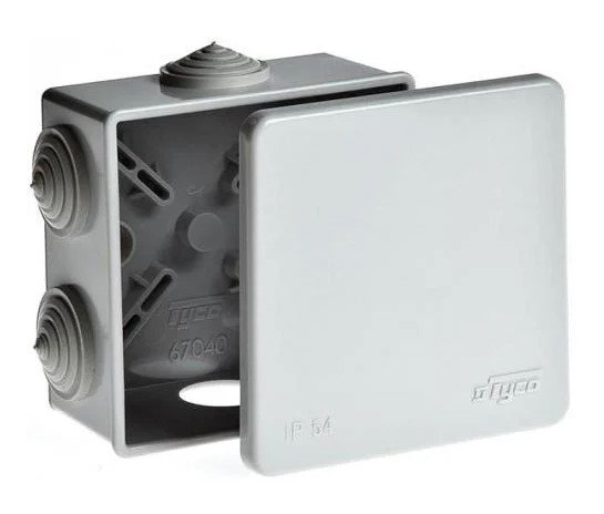 Коробка TYCO 85х85х40 (67040): Коробка ответвительная с 6 кабельными вводами
