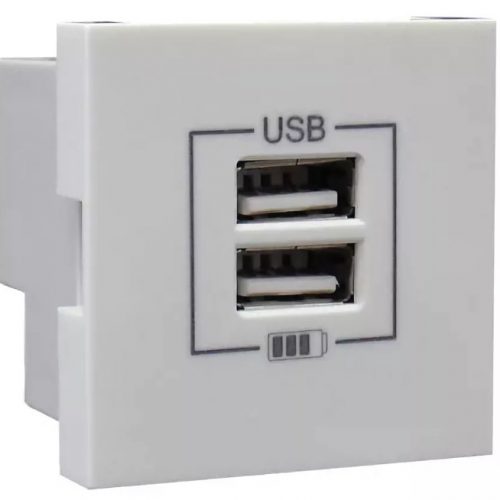 Розетка USB двойная, зарядная, белая (45439 SBR): Розетка USB двойная