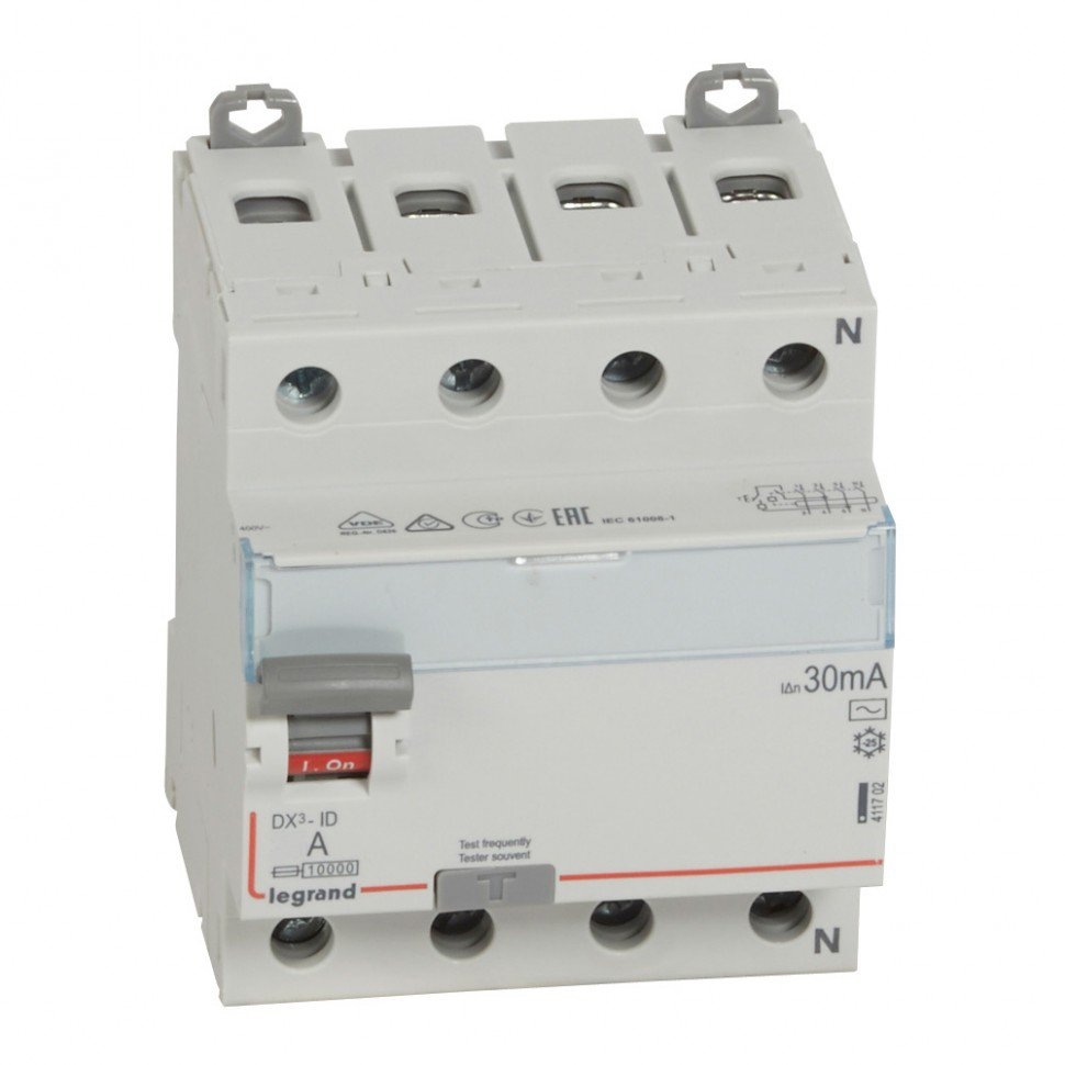 ВДТ DX3 4П 63А AC 30мА N справа (411704): Выключатель дифференциального тока