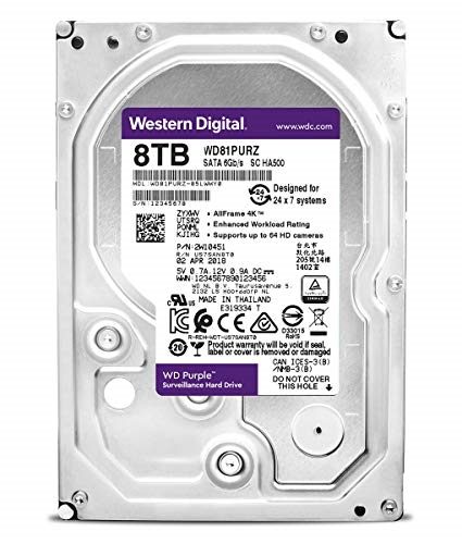 HDD 8000 GB (8 TB) SATA-III Purple (WD82PURZ): Жесткий диск (HDD) для видеонаблюдения