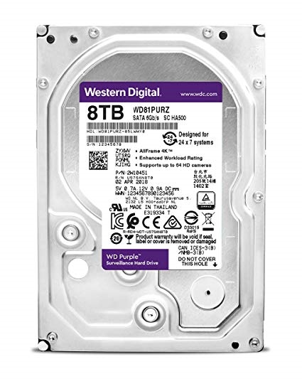HDD 8000 GB (8 TB) SATA-III Purple (WD82PURZ): Жесткий диск (HDD) для видеонаблюдения