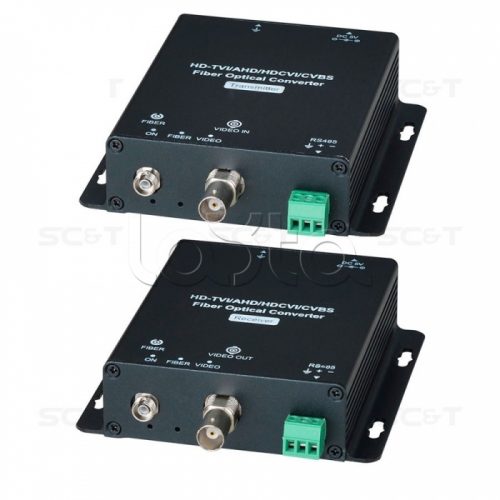 Комплект для передачи HDCVI/HDTVI/AHD/CVBS и сигнала управления RS485(полудуплекс) по одномодовому оптоволокну SC&T HD401F