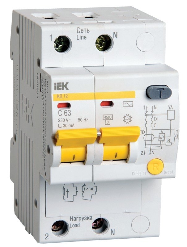 АД12 2Р 16А 30мА (MAD10-2-016-C-030): Автоматический выключатель дифференциального тока