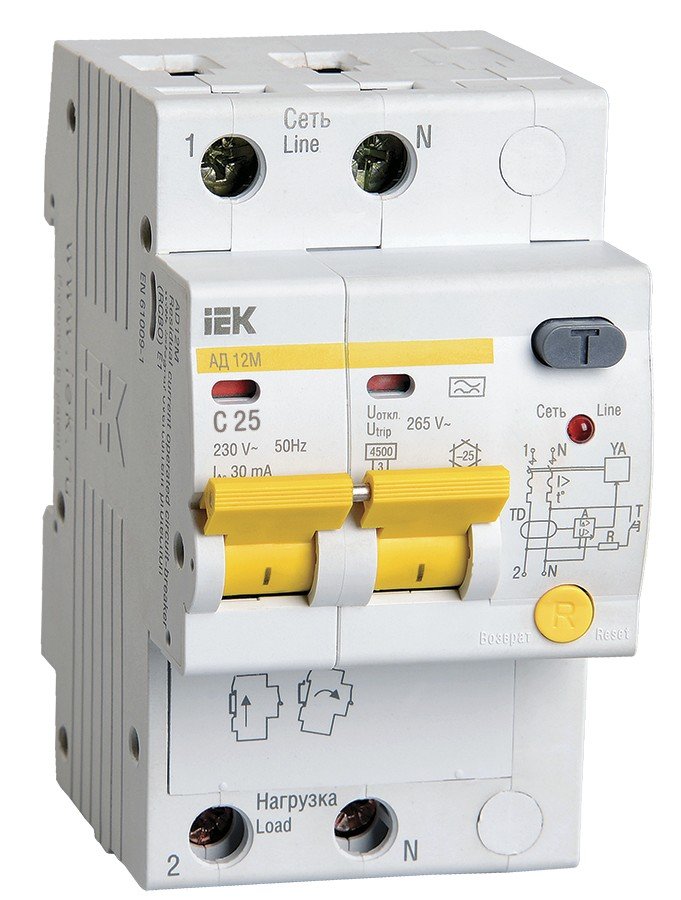 АД12М 2Р С25  30мА (MAD12-2-025-C-030): Автоматический выключатель дифференциального тока