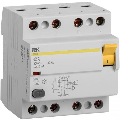 ВД1-63 4Р 32А 30мА (MDV10-4-032-030): Выключатель дифференциального тока