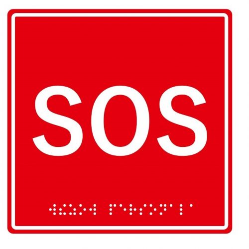 MP-010R1: Табличка тактильная с пиктограммой "SOS" (150x150мм) красный фон
