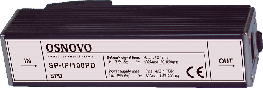 SP-IP/100PD: Устройство грозозащиты цепей Ethernet