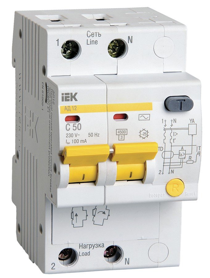 АД12 2Р 50А 100мА (MAD10-2-050-C-100): Автоматический выключатель дифференциального тока