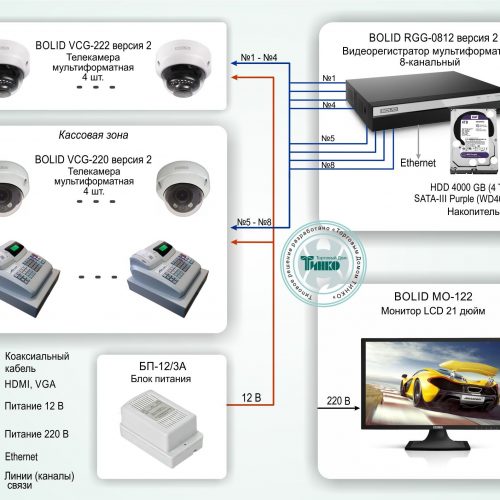ТСН-001: Система видеонаблюдения для магазина на базе оборудования Болид