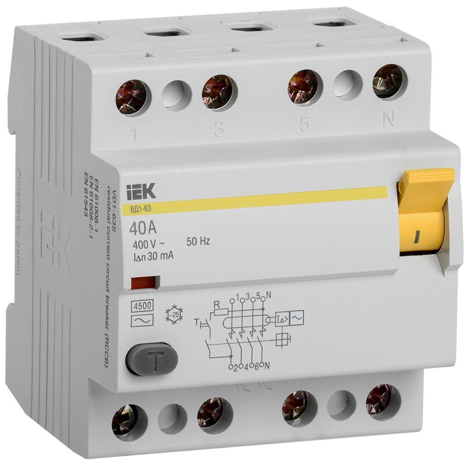 ВД1-63 4Р 40А 30мА (MDV10-4-040-030): Выключатель дифференциального тока