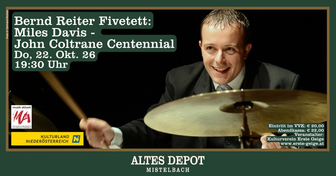 Event image for Bernd Reiter 5tet: Miles Davis – John Coltrane Centennial