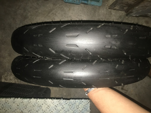 Man's used tyre
