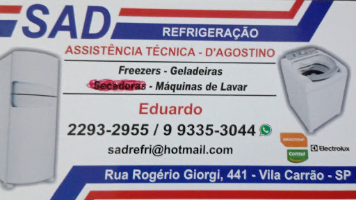 Sad refrigeração assistência técnica D'agostino Vila Formosa