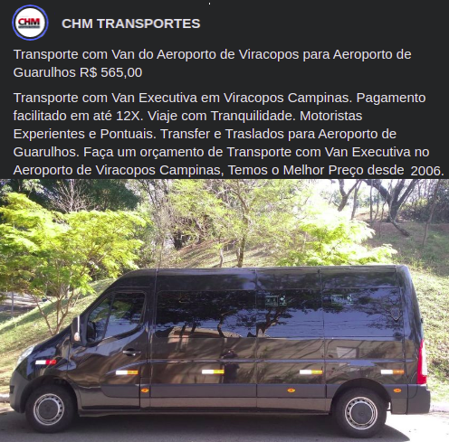 CHM Transportes Executivo Táxi - Transfer - Traslado Van - Aeroporto de Guarulhos