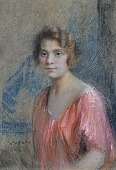 PORTRET KOBIETY W CZERWONEJ SUKNI