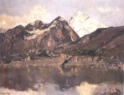 WIDOK NA WEISSHORN ZNAD ZIELONEGO STAWU
