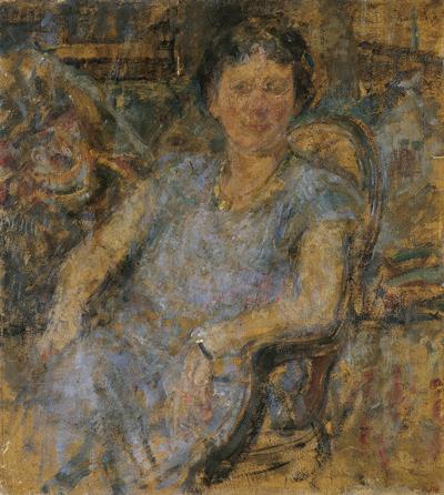 PORTRET PANI W NIEBIESKIEJ SUKNI