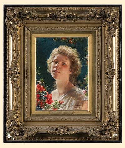 DZIEWCZYNA Z KWIATAMI AZALII, PRZED 1900
