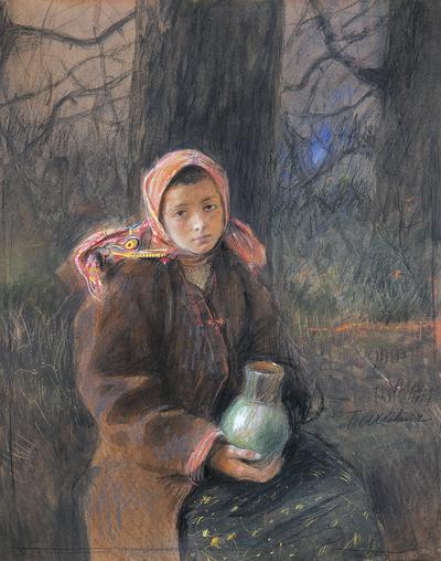 DZIEWCZYNA Z DZBANEM, OK. 1900