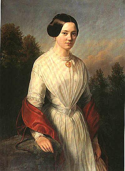 PORTRET MłODEJ KOBIETY NA TLE PEJZAżU