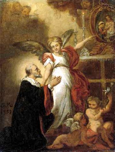 ŚWIęTY JAN KANTY Z ANIOłEM PRZY OłTARZU