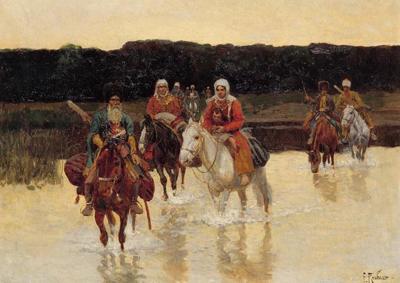 CZERKIESI PRZEPRAWIAJąCY SIę PRZEZ RZEKę, OK. 190