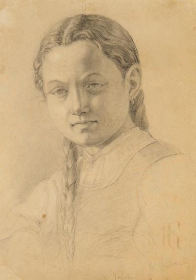 DZIEWCZYNA O DłUGICH WARKOCZACH, OK. 1880