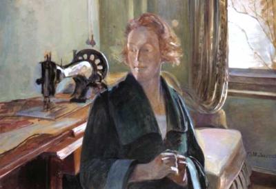 PORTRET KOBIETY WE WNęTRZU,PO 1920