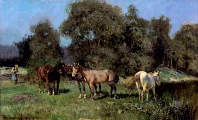 KONIE NA PASTWISKU, OK. 1920