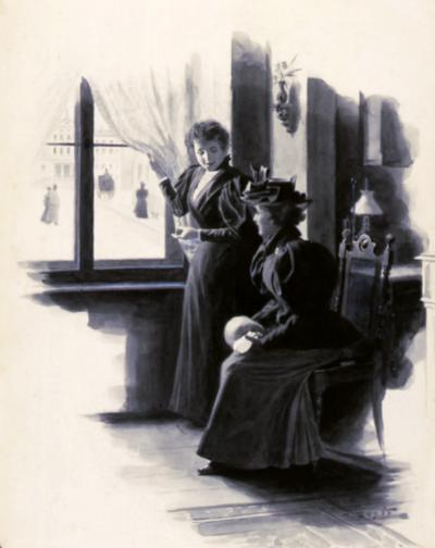 PRZY OKNIE NA ULICĘ, OK. 1900