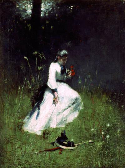 DZIEWCZYNA ZBIERAJąCA KWIATY, PRZED 1900