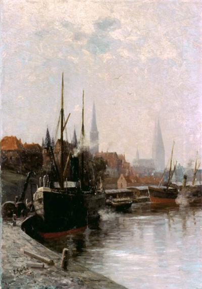 WIDOK PORTU W LUBECE, 1897