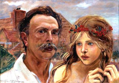 AUTOPORTRET Z DZIEWCZYNKą W WIEńCU, 1925