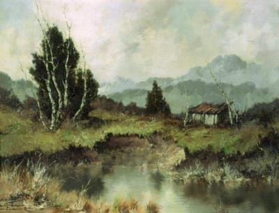 PEJZAż GóRSKI Z WODą I SZAłASEM, OK. 1930