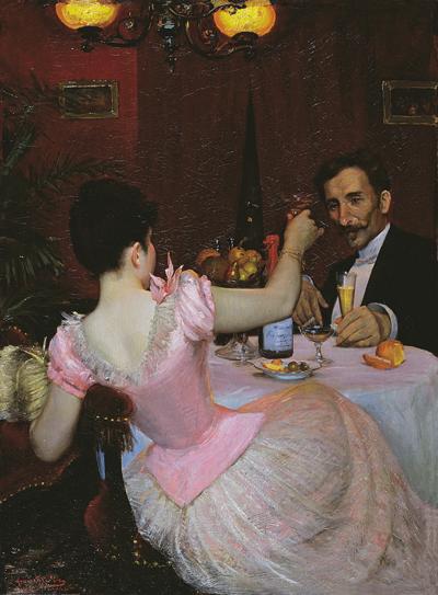 PRZY KAWIARNIANYM STOLIKU, 1891