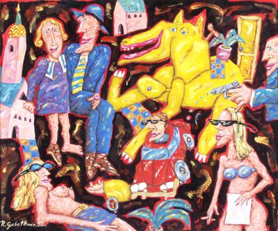 SCENA FIGURALNA Z żółTYM STWOREM, 1998