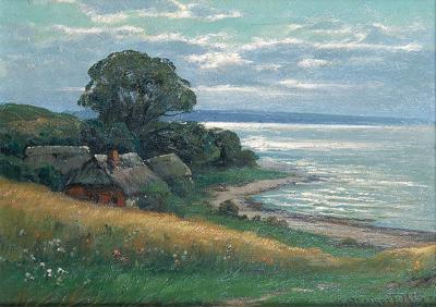 PEJZAż NADMORSKI Z CHATAMI, 1915
