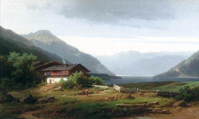 WIDOK NA ACHENSEE W TYROLU, OK. 1870